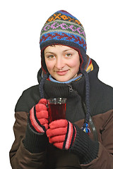 Image showing Young woman in winter