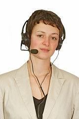 Image showing Young woman with headset