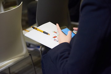 Image showing taking notes on business conference