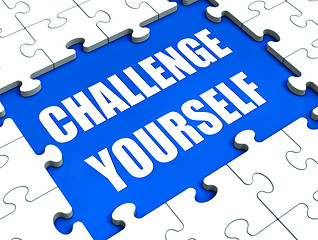 Image showing Challenge Yourself Puzzle Shows Motivation Goals And Determinati