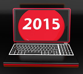 Image showing Two Thousand And Fifteen On Laptop Shows New Year Resolution 201