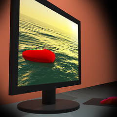 Image showing Lonely Heart On Monitor Showing Loneliness