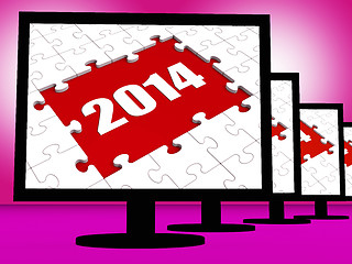 Image showing Two Thousand And Fourteen On Monitors Shows Year 2014 Resolution