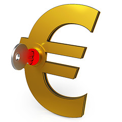 Image showing Euro Key Showing Savings And Finance