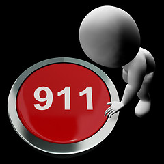 Image showing Nine One One Button Shows 911 Emergency Or Crisis