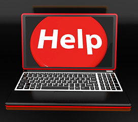 Image showing Help On Laptop Shows Helping Customer Assistance Helpdesk Or Sup