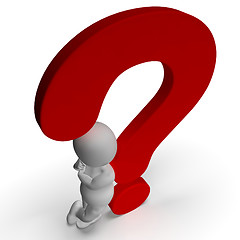 Image showing Question Marks And Man Shows Uncertain Or Unsure