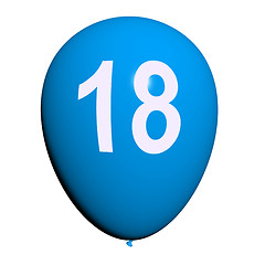 Image showing 18 Balloon Represents Eighteenth Happy Birthday Celebration