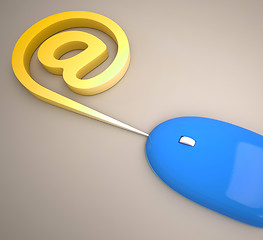 Image showing Mouse At Sign Shows Internet And Mail