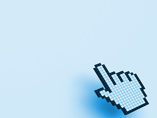 Image showing Cursor Hand On Blue Background Shows Blank Copy Space Website