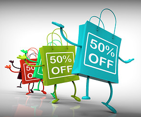 Image showing Fifty-Percent Off Bags Show Sales, Bargains, and Discounts