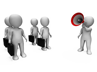 Image showing Manager With Megaphone Shows Management Or Salesmen Meeting