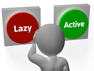 Image showing Lazy Active Buttons Show Lethargic Or Effort