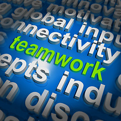 Image showing Teamwork Word Cloud Shows Combined Effort And Cooperation