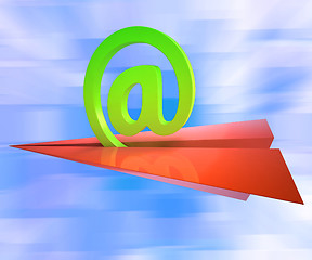 Image showing At Sign Aeroplane Shows E-mail Sending Post