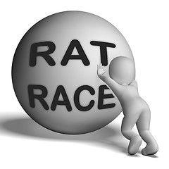 Image showing Rat Race Uphill Character Shows Hectic Work Competition