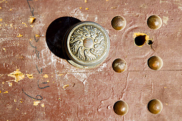 Image showing rusty     morocco in africa the old  home and safe padlock 