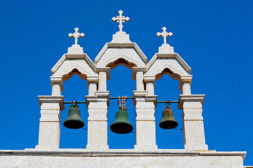 Image showing  mykonos old   architecture    white background  cross  in santo