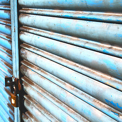 Image showing blue abstract metal in englan london railing steel and backgroun