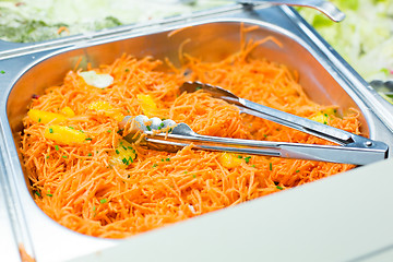 Image showing close up of spicy korean carrot salad in container