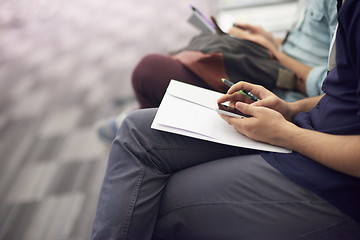 Image showing taking notes on business conference