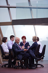 Image showing business people group on meeting at modern bright office