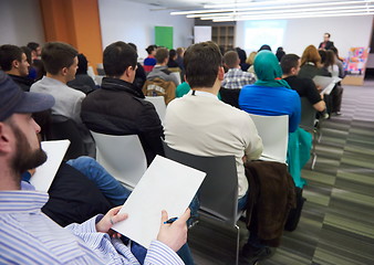 Image showing taking notes on business conference