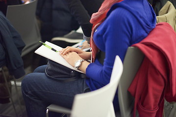 Image showing taking notes on business conference