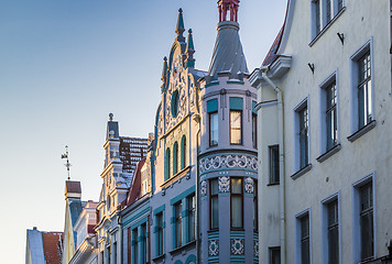 Image showing Narrow street in the Old Town of Tallinn with colorful facades