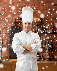 Image showing happy male chef cook in restaurant kitchen