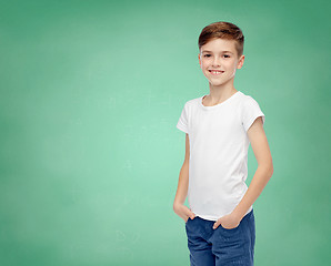 Image showing happy boy in white t-shirt and jeans