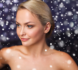 Image showing close up of young woman at bath or sauna