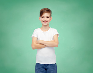 Image showing happy boy in white t-shirt and jeans