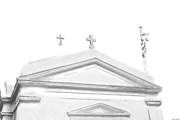 Image showing  mykonos old   architecture    white background  cross  in santo