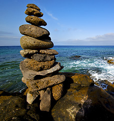 Image showing   lanzarote coastline  froth  spain pond   