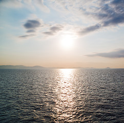 Image showing in santorini hill    greece sunset and the sky mediterranean red