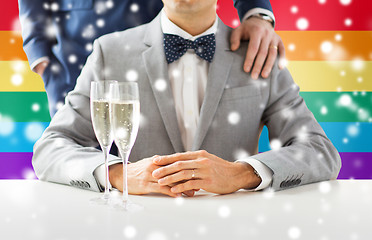 Image showing close up of male gay couple with champagne glasses