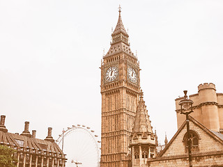 Image showing Retro looking Houses of Parliament in London