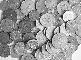 Image showing Black and white Pound coins