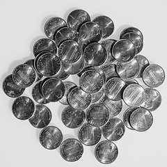 Image showing Black and white Dollar coins 1 cent