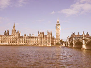 Image showing Retro looking Houses of Parliament in London