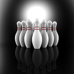 Image showing Bowling Pins Showing Skittles Alley