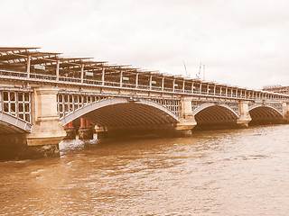 Image showing Retro looking Blackfriars bridge in London