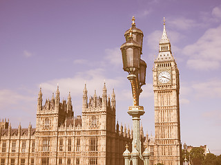 Image showing Retro looking Houses of Parliament in London