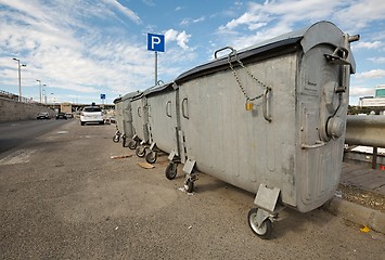 Image showing Garbage Containers Full, Overflowing