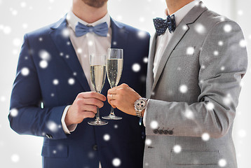 Image showing close up of male gay couple with champagne glasses