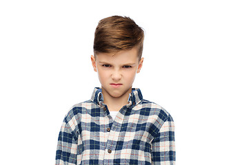 Image showing angry boy in checkered shirt