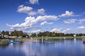 Image showing Training rowing on the lake Jarun