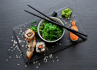 Image showing Sushi and salad