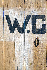 Image showing wc door in morocco africa wood  